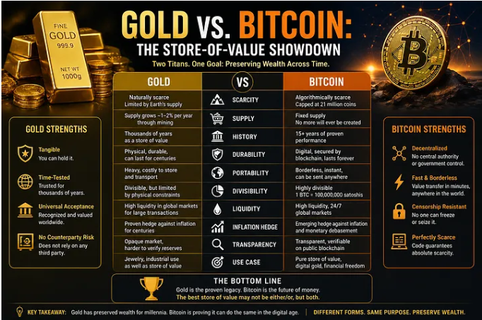 Gold vs. Bitcoin: The Store-of-Value Showdown
