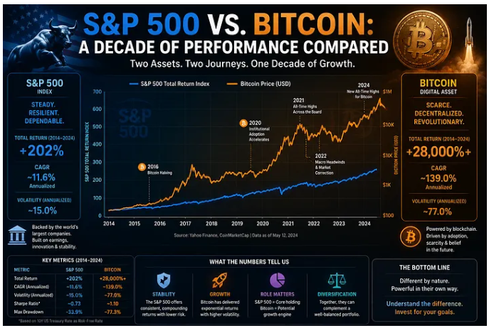 S&P 500 vs. Bitcoin: A Decade of Performance Compared