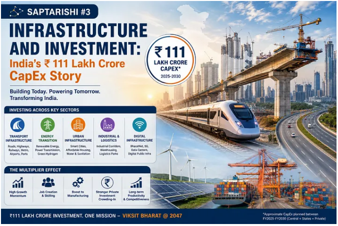 Saptarishi #3 – Infrastructure and Investment: India’s ₹ 111 Lakh Crore CapEx Story