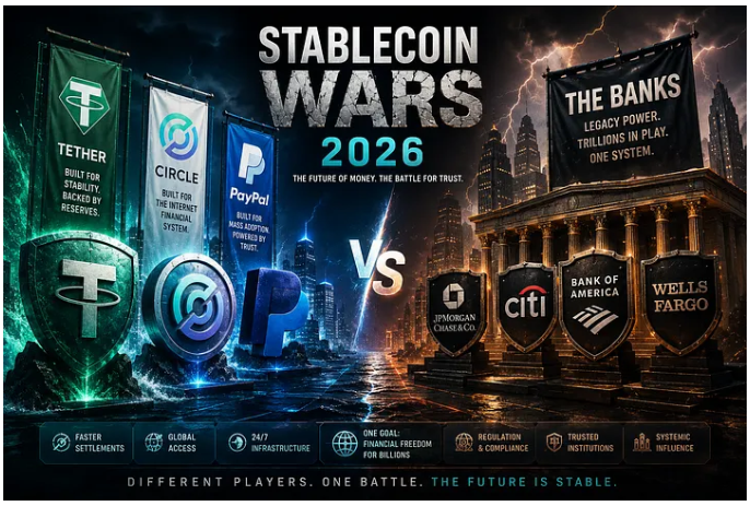 Stablecoin Wars 2026: Tether vs Circle vs PayPal vs the Banks