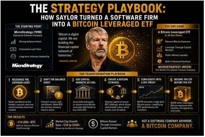 The Strategy Playbook: How Saylor Turned a Software Firm Into a Bitcoin Leveraged ETF